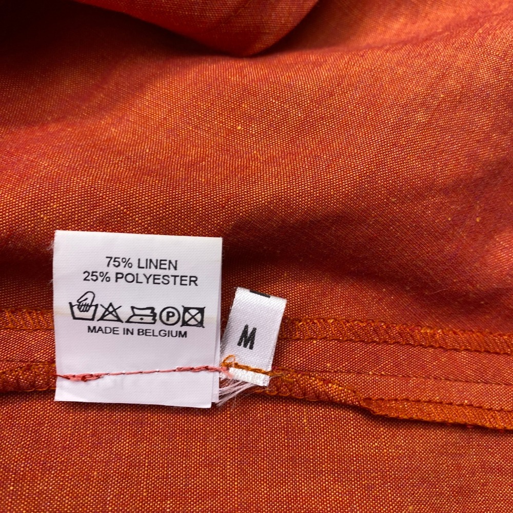 Pret A Partir Orange Linen Blend High Low Rosette Midi Skirt Made in Belgium M - Picture 3 of 8